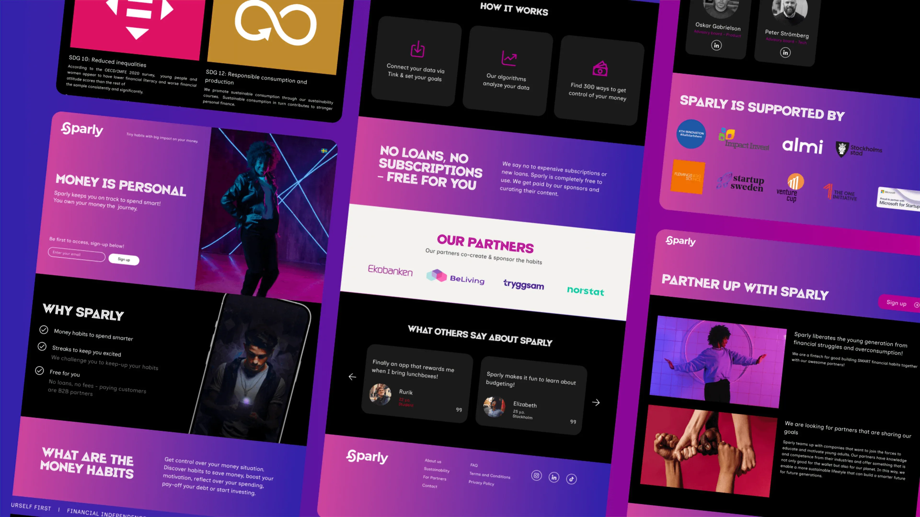 Sparly startup landing page